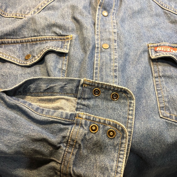 Vintage Dickies Denim Snap Button Shirt Ling Sleeve XL Cotton - Picture 10 of 15